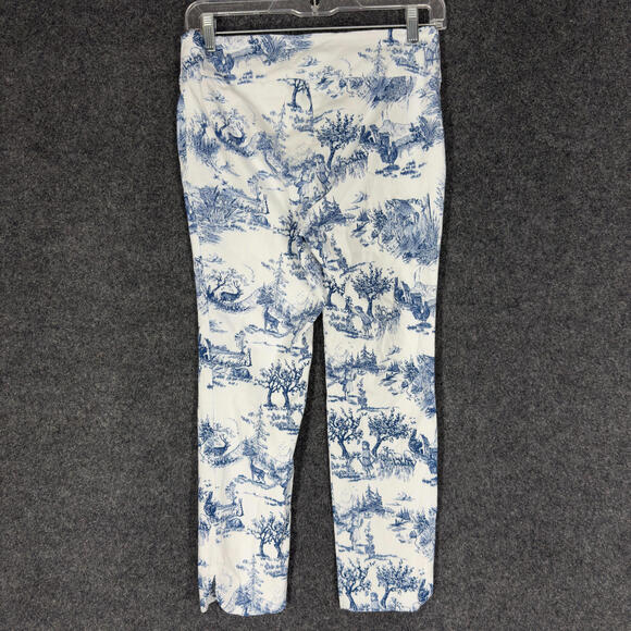 Soft Surroundings Pants Women PS Petite White Nature Print Chino Skinny Mid Rise - Picture 2 of 8